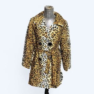 Sara Campbell Retro Cheetah Faux Fur Coat Women Medium Leopard Animal Print Glam